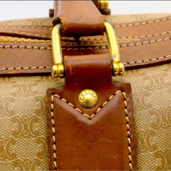 Authentic CELINE Macadam Canvas Hand Bag PVC Leather Beige 🔥made in Ital… - Picture 10 of 14